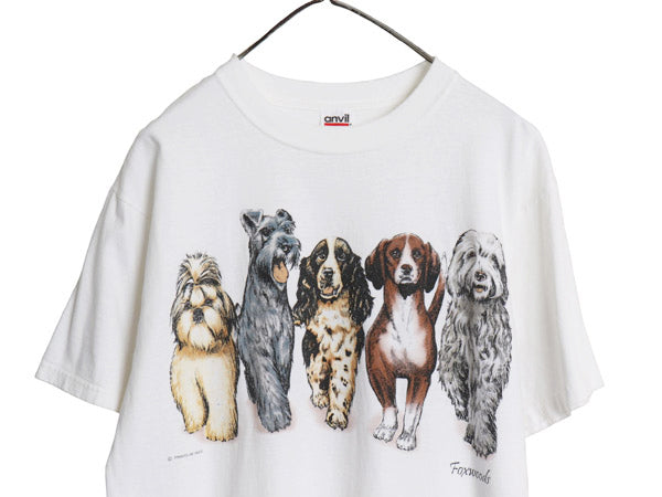 00s ドッグ イラスト 両面 プリント Tシャツ メンズ レディース M / オールド アニマル イヌ アート グラフィック ヘビーウェイト コットン
