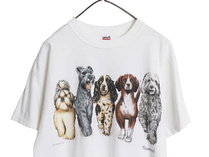 00s ドッグ イラスト 両面 プリント Tシャツ メンズ レディース M / オールド アニマル イヌ アート グラフィック ヘビーウェイト コットン