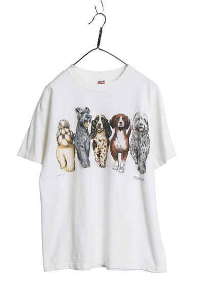00s ドッグ イラスト 両面 プリント Tシャツ メンズ レディース M / オールド アニマル イヌ アート グラフィック ヘビーウェイト コットン