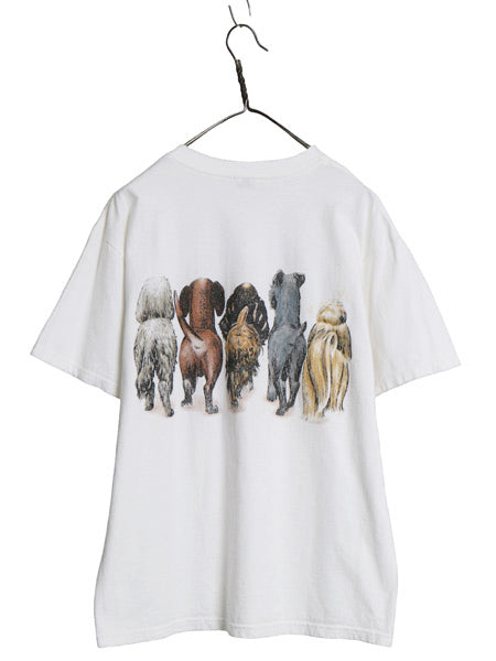 00s ドッグ イラスト 両面 プリント Tシャツ メンズ レディース M / オールド アニマル イヌ アート グラフィック ヘビーウェイト コットン