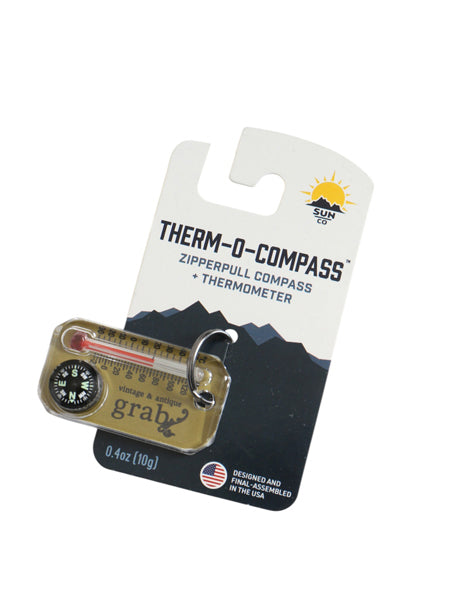 GRAB オリジナル SUN CO 別注 USA製 THERM-O-COMPASS / 新品 未使用 小物 温度計 方位磁針 ZIP-O-GAGE キーホルダー コンパス アウトドア