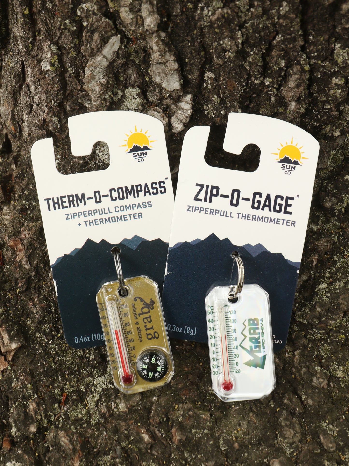 GRAB オリジナル SUN CO 別注 USA製 THERM-O-COMPASS / 新品 未使用 小物 温度計 方位磁針 ZIP-O-GAGE キーホルダー コンパス アウトドア
