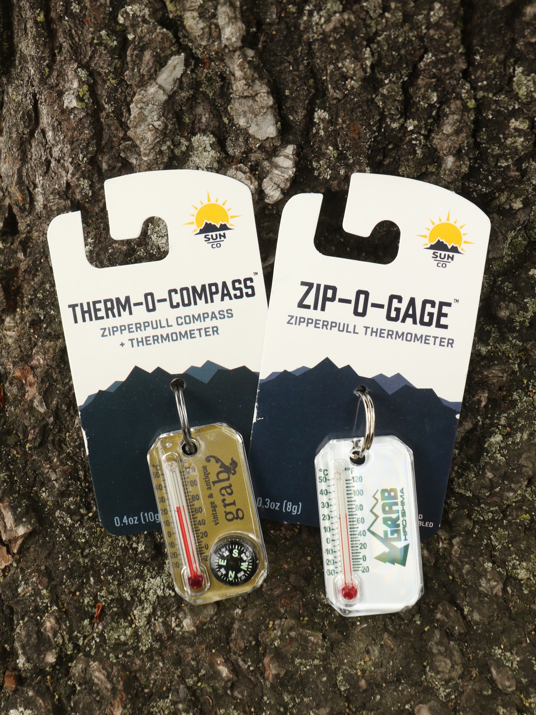 GRAB オリジナル SUN CO 別注 USA製 THERM-O-COMPASS / 新品 未使用 小物 温度計 方位磁針 ZIP-O-GAGE キーホルダー コンパス アウトドア