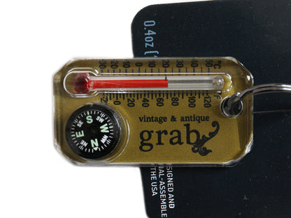 GRAB オリジナル SUN CO 別注 USA製 THERM-O-COMPASS / 新品 未使用 小物 温度計 方位磁針 ZIP-O-GAGE キーホルダー コンパス アウトドア