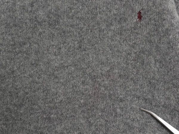90s ポロ ラルフローレン ニット セーター メンズ M オールド ラム ウール ワンポイント シンプル きれいめ カジュアル 長袖ニット グレー
