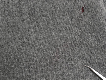 90s ポロ ラルフローレン ニット セーター メンズ M オールド ラム ウール ワンポイント シンプル きれいめ カジュアル 長袖ニット グレー