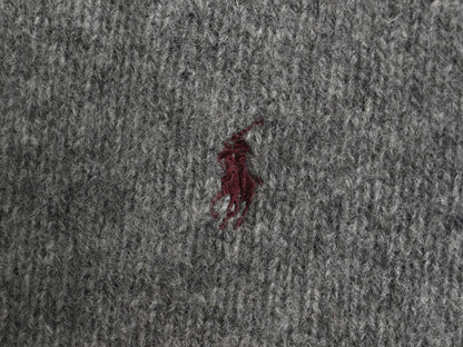 90s ポロ ラルフローレン ニット セーター メンズ M オールド ラム ウール ワンポイント シンプル きれいめ カジュアル 長袖ニット グレー