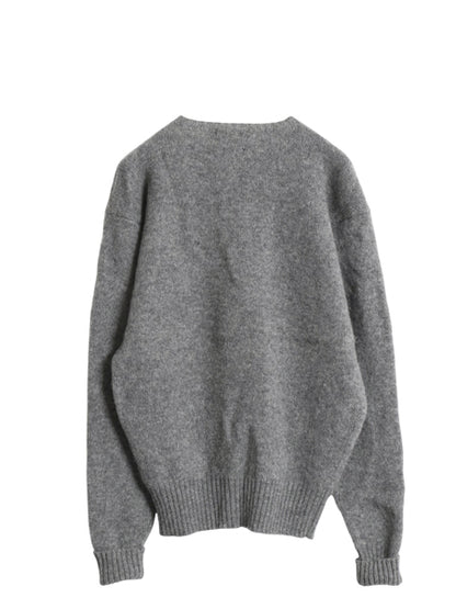 90s ポロ ラルフローレン ニット セーター メンズ M オールド ラム ウール ワンポイント シンプル きれいめ カジュアル 長袖ニット グレー