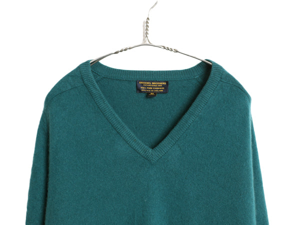 80s イギリス製 ブルックスブラザーズ Vネック ニット セーター メンズ XL 程/ ヴィンテージ 100% カシミヤ ハイゲージ 大きいサイズ 無地