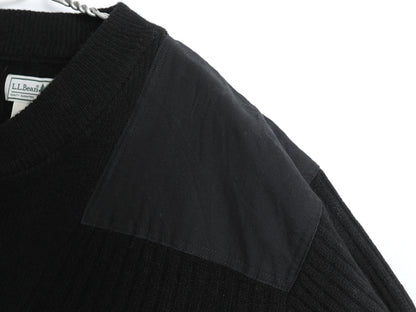 00s エルエルビーン コマンド ニット セーター メンズ XL / リブ編み メリノ ラム ウール ヘンリーネック エルボーパッチ 大きいサイズ 黒