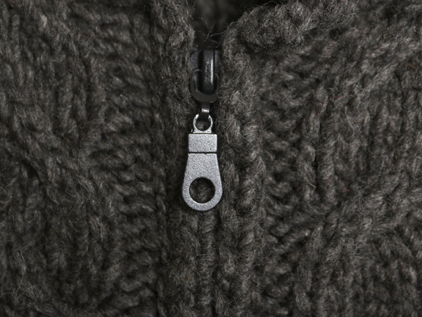 エクアドル製  フルジップ ケーブル ニット セーター ジャケット メンズ レディース L 程/ 手編み ハンドメイド フィッシャーマン アラン