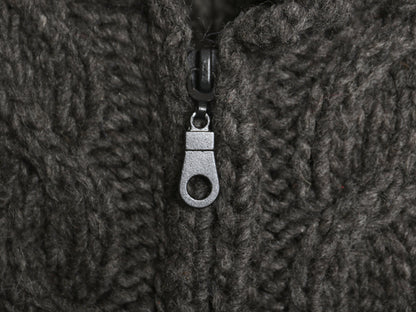 エクアドル製  フルジップ ケーブル ニット セーター ジャケット メンズ レディース L 程/ 手編み ハンドメイド フィッシャーマン アラン