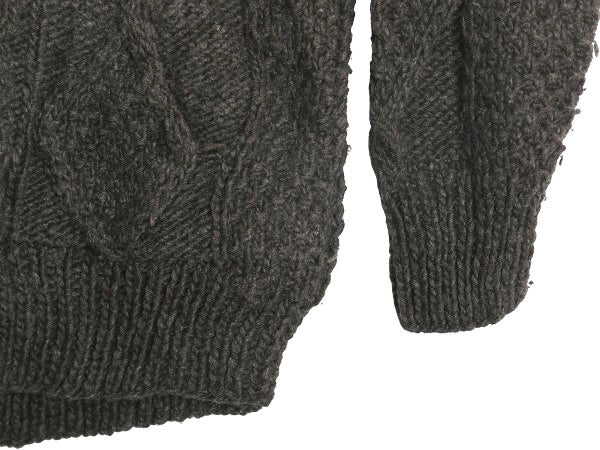 エクアドル製  フルジップ ケーブル ニット セーター ジャケット メンズ レディース L 程/ 手編み ハンドメイド フィッシャーマン アラン