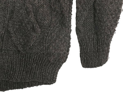 エクアドル製  フルジップ ケーブル ニット セーター ジャケット メンズ レディース L 程/ 手編み ハンドメイド フィッシャーマン アラン