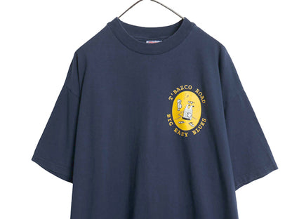 00s アート イラスト 両面 プリント Tシャツ メンズ XL オールド グラフィック 音物 ヘビーウェイト キャラクター バンド 大きいサイズ 紺