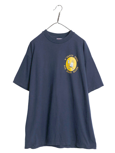00s アート イラスト 両面 プリント Tシャツ メンズ XL オールド グラフィック 音物 ヘビーウェイト キャラクター バンド 大きいサイズ 紺