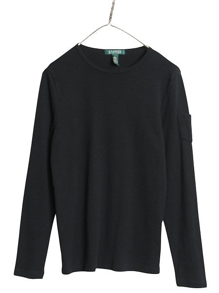 00s ローレン ラルフローレン 長袖 Tシャツ レディース L / オールド ロンT コットン ストレッチ リブ編み カットソー ロングスリーブ 黒