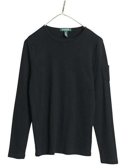 00s ローレン ラルフローレン 長袖 Tシャツ レディース L / オールド ロンT コットン ストレッチ リブ編み カットソー ロングスリーブ 黒