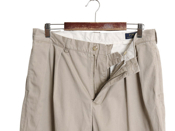 ポロ ラルフローレン チノ パンツ メンズ 34 30 / CLASSIC FIT コットン ツータック ストレート チノパン ボトムス スラックス ベージュ