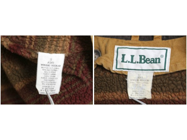 90s エルエルビーン ダック ロング コート レディース S ハンティング フィールド ステンカラー ネイティブ パイル フリース ライナー付き