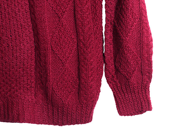 80s アイルランド製 フィッシャーマン ウール ニット セーター メンズ XL ヴィンテージ アラン ケーブル ローゲージ 大きいサイズ シンプル