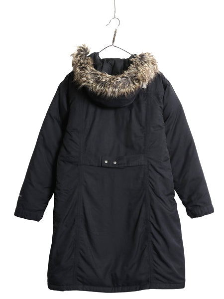 ノースフェイス ダウン パーカー ジャケット レディース XL / ナイロン HYVENT ロング コート フェイク ファー付き ブラック 大きいサイズ