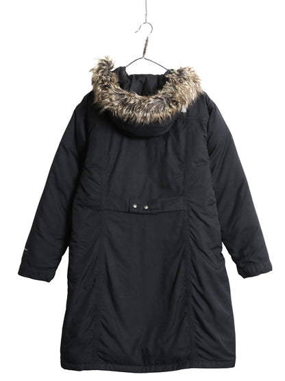 ノースフェイス ダウン パーカー ジャケット レディース XL / ナイロン HYVENT ロング コート フェイク ファー付き ブラック 大きいサイズ