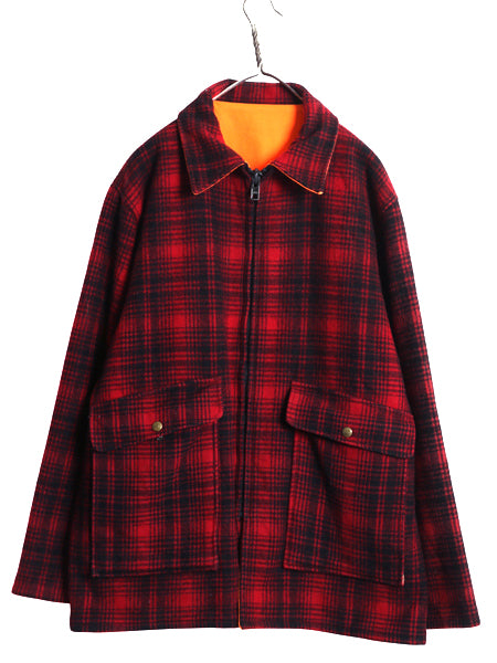 80s USA製 エルエルビーン リバーシブル ハンティング ジャケット メンズ XL / ヴィンテージ チェック ウール ブルゾン ジャンパー 赤 黒