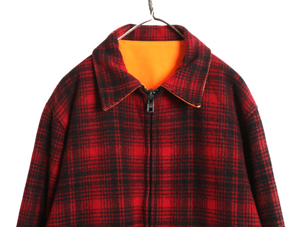 80s USA製 エルエルビーン リバーシブル ハンティング ジャケット メンズ XL / ヴィンテージ チェック ウール ブルゾン ジャンパー 赤 黒