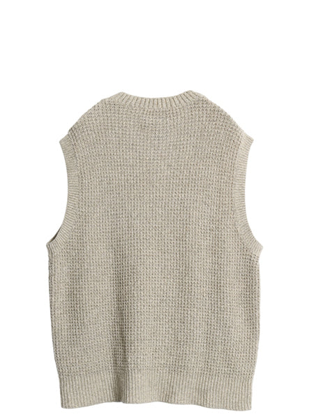 00s ポロスポーツ ラルフローレン Vネック ニット ベスト メンズ L オールド ポロ コットン リネン ワッフル セーター プルオーバー 重ね着