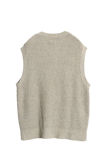 00s ポロスポーツ ラルフローレン Vネック ニット ベスト メンズ L オールド ポロ コットン リネン ワッフル セーター プルオーバー 重ね着