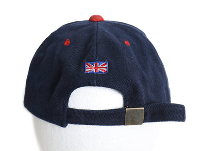 ロンドン イングランド 刺繍 入り ベースボール キャップ フリーサイズ / 帽子 コットン 本革 スウェード 切替 トラッカー ハット ツートン
