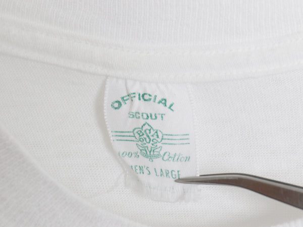 60s USA製 ★ BSA ボーイスカウト 染込み プリント Tシャツ メンズ L 小さめ M 程 ヴィンテージ 当時物 シングルステッチ 100% コットン 白