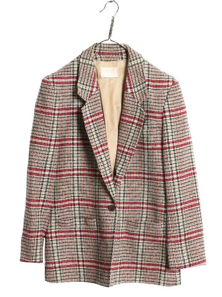 70s USA製 ペンドルトン ツイード テーラード ジャケット レディース L 程/ ヴィンテージ チェック ウール ブレザー マルチカラー トラッド
