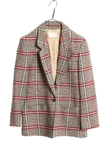 70s USA製 ペンドルトン ツイード テーラード ジャケット レディース L 程/ ヴィンテージ チェック ウール ブレザー マルチカラー トラッド