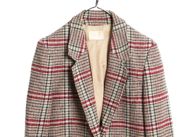 70s USA製 ペンドルトン ツイード テーラード ジャケット レディース L 程/ ヴィンテージ チェック ウール ブレザー マルチカラー トラッド