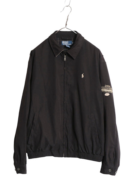 00s ポロ ラルフローレン スイングトップ ジャケット メンズ M / 古着 オールド スムース 素材 フルジップ チェック ライナー付き ブラック