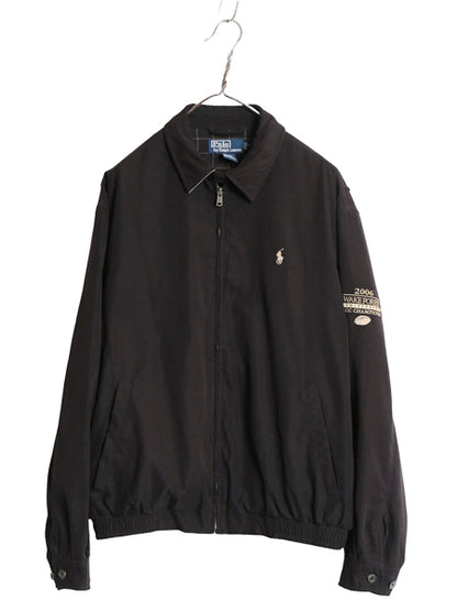 00s ポロ ラルフローレン スイングトップ ジャケット メンズ M / 古着 オールド スムース 素材 フルジップ チェック ライナー付き ブラック