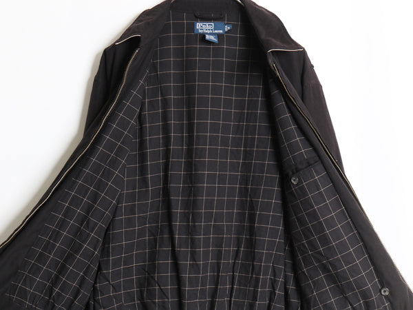 00s ポロ ラルフローレン スイングトップ ジャケット メンズ M / 古着 オールド スムース 素材 フルジップ チェック ライナー付き ブラック