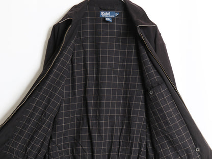 00s ポロ ラルフローレン スイングトップ ジャケット メンズ M / 古着 オールド スムース 素材 フルジップ チェック ライナー付き ブラック