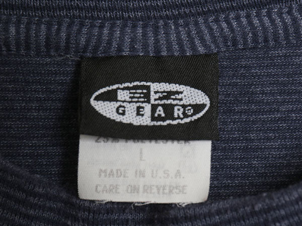 90s USA製 EZ GEAR ボーダー 半袖 Tシャツ メンズ L 古着 オールド シングルステッチ ヘビーウェイト カットソー クルーネック ゆったり 紺
