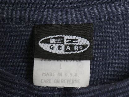 90s USA製 EZ GEAR ボーダー 半袖 Tシャツ メンズ L 古着 オールド シングルステッチ ヘビーウェイト カットソー クルーネック ゆったり 紺