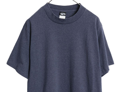 90s USA製 EZ GEAR ボーダー 半袖 Tシャツ メンズ L 古着 オールド シングルステッチ ヘビーウェイト カットソー クルーネック ゆったり 紺