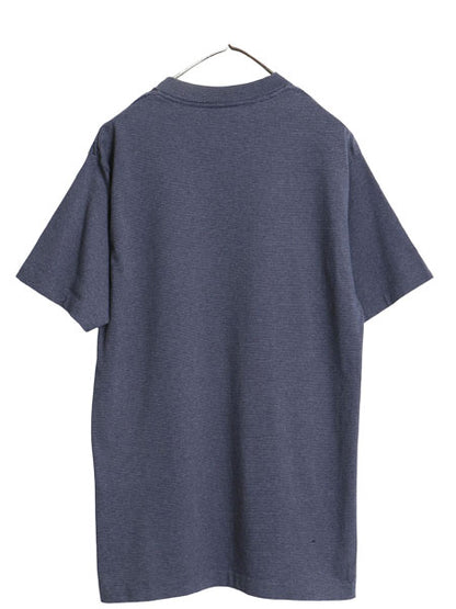 90s USA製 EZ GEAR ボーダー 半袖 Tシャツ メンズ L 古着 オールド シングルステッチ ヘビーウェイト カットソー クルーネック ゆったり 紺