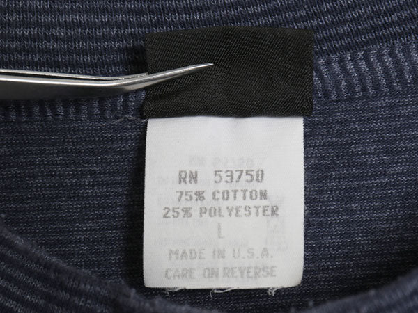 90s USA製 EZ GEAR ボーダー 半袖 Tシャツ メンズ L 古着 オールド シングルステッチ ヘビーウェイト カットソー クルーネック ゆったり 紺