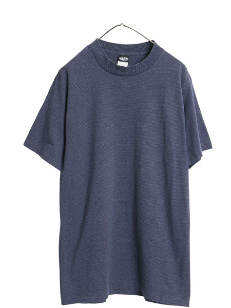 90s USA製 EZ GEAR ボーダー 半袖 Tシャツ メンズ L 古着 オールド シングルステッチ ヘビーウェイト カットソー クルーネック ゆったり 紺