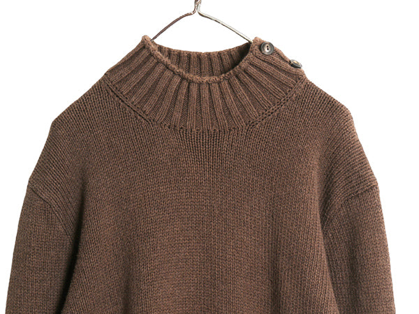 00s ポロ ラルフローレン ハイネック コットン ニット セーター メンズ XL オールド リブ編み 無地 プルオーバー 大きいサイズ ポニー なし