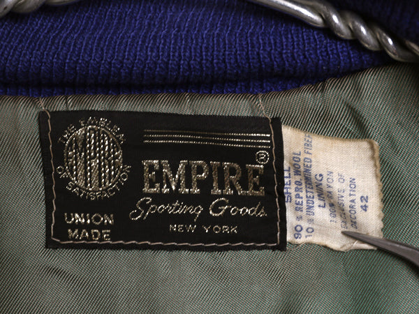 60s USA製 ★ US AIR FORCE 袖 レザー ウール スタジャン メンズ L ヴィンテージ EMPIRE エアフォース ミリタリー ジャケット ブルゾン 紺