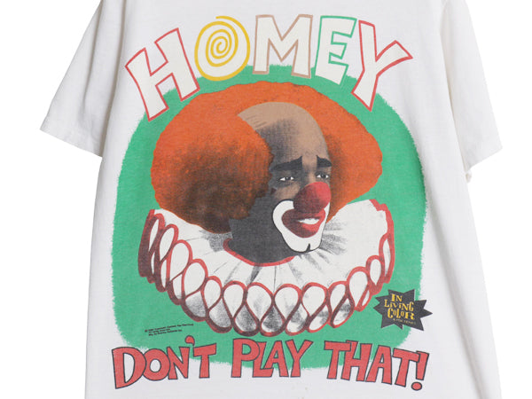 90s USA製 ★ IN LIVING COLOR イラスト プリント Tシャツ メンズ M / オールド 当時物 キャラクター ピエロ コメディ シングルステッチ 白