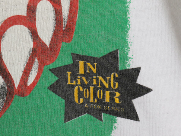 90s USA製 ★ IN LIVING COLOR イラスト プリント Tシャツ メンズ M / オールド 当時物 キャラクター ピエロ コメディ シングルステッチ 白